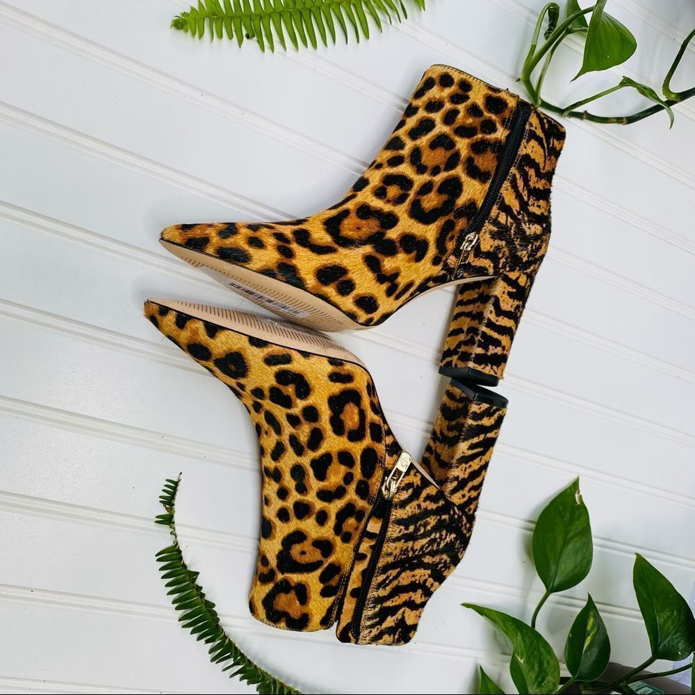Antonio Melani Animal Print Zebra Cheetah Fur Heeled Ankle Boots NEW Size 7 - Picture 3 of 7